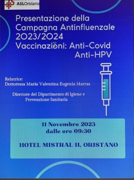 Campagna Antinfluenzale 2023/2024, 11 Novembre 2023  l&#039;Hotel Mistral II - Oristano